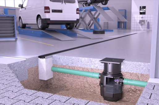 Installatievoorstel voor olie-/benzineafscheider EasyOil ground 1,5 systeem B LW 400 voor autogarage