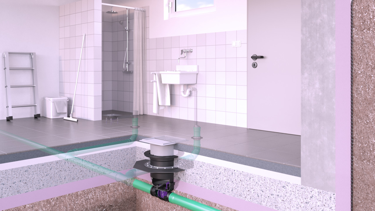 Staufix terugslagklep voor installatie in de vloerplaat.