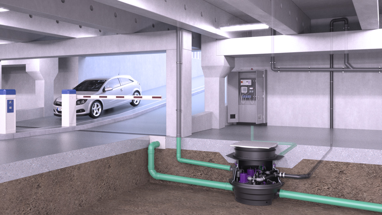 Voorbeeld van de vloerinbouw van de Ecolift XL in een waterdichte vloerplaat Voorbeeld van de vloerinbouw van de Ecolift XL in een waterdichte vloerplaat