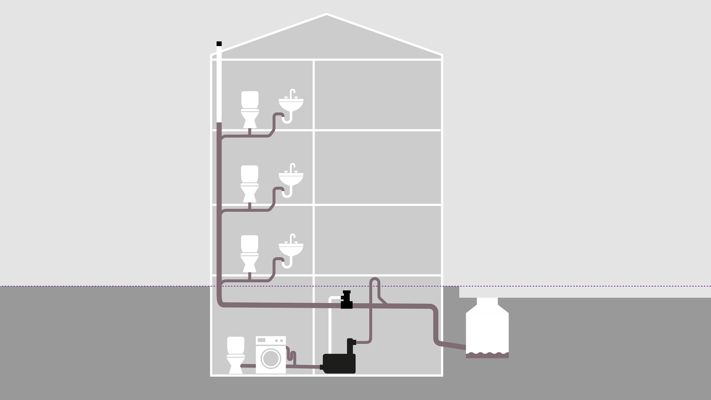 Voorbeeld van de inbouw van het Be- en ontluchtingsventiel CleverVent Voorbeeld van de inbouw van het Be- en ontluchtingsventiel CleverVent