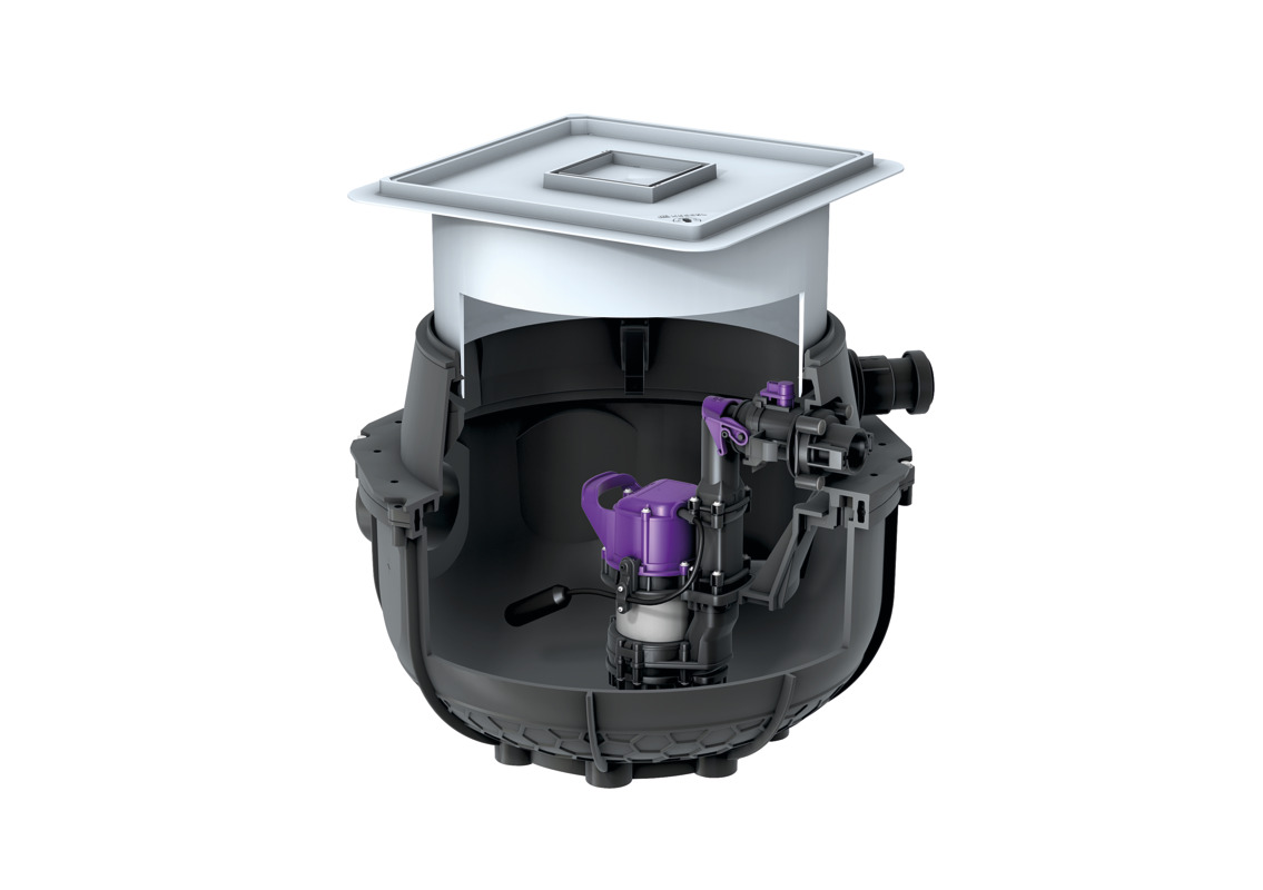Opvoerinstallatie Aqualift S Compact Mono, voor vloerinbouw, betegelbaar