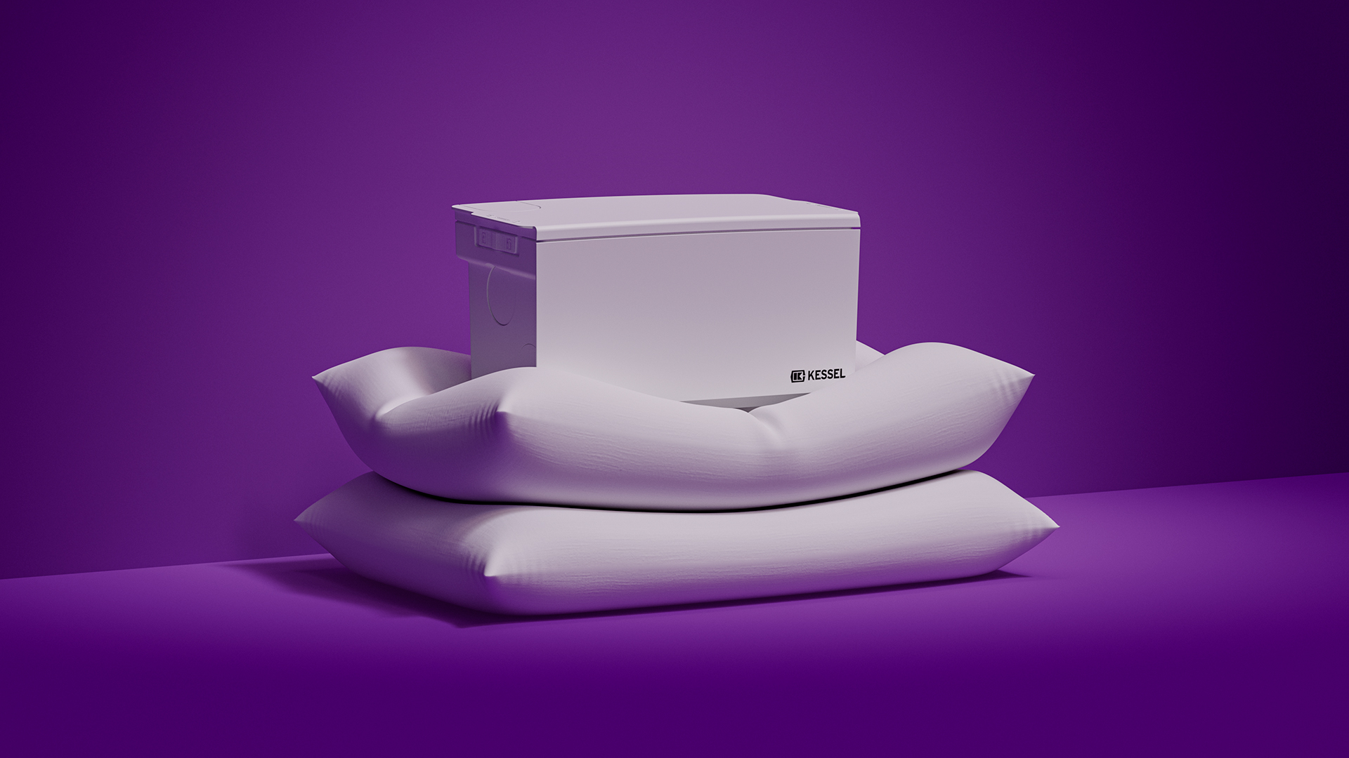 Minilift-kleine opvoerinstallatie, geplaatst op twee steunblokken.