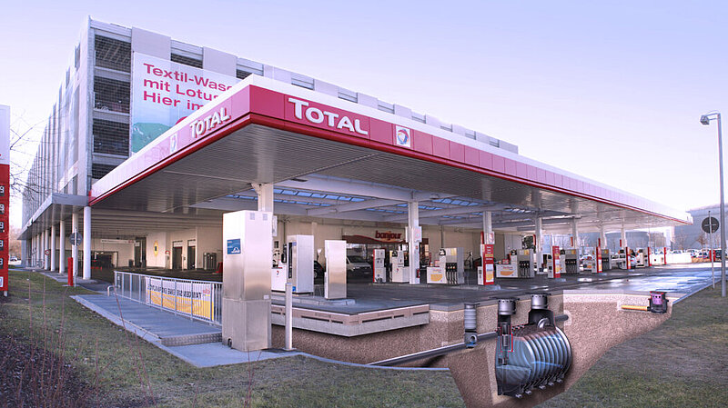Lichte vloeistoffen afscheider bij een tankstation Lichte vloeistoffen afscheider bij een tankstation