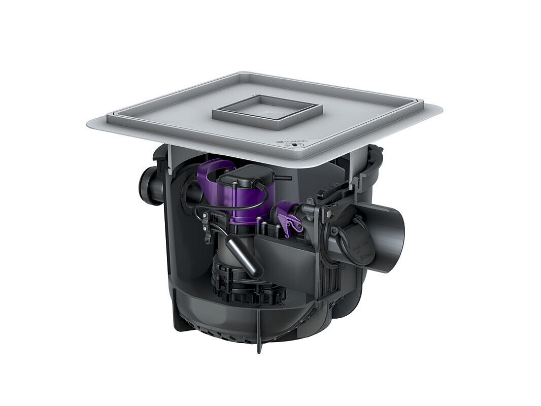 Kelderafvoer Pumpfix S Underfloor voor vloerinbouw, met betegelbare afdekking