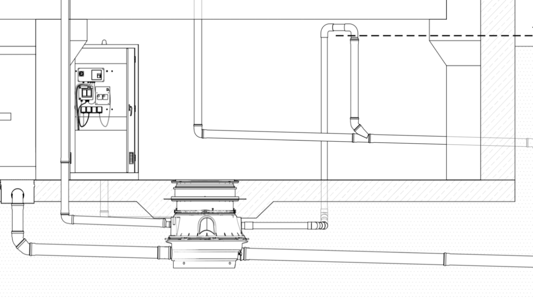 Inbouwschema met drukleiding