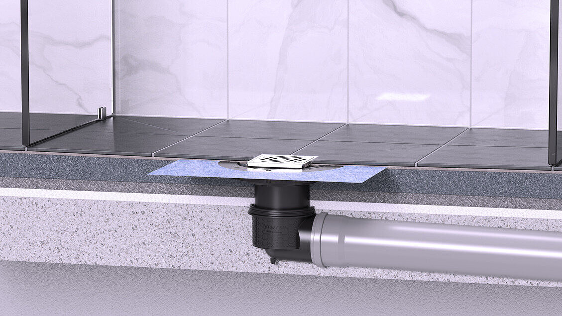 Installatievoorstel: vloerafvoer Practicus met Variofix-opzetstuk in de douche Installatievoorstel: vloerafvoer Practicus met Variofix-opzetstuk in de douche