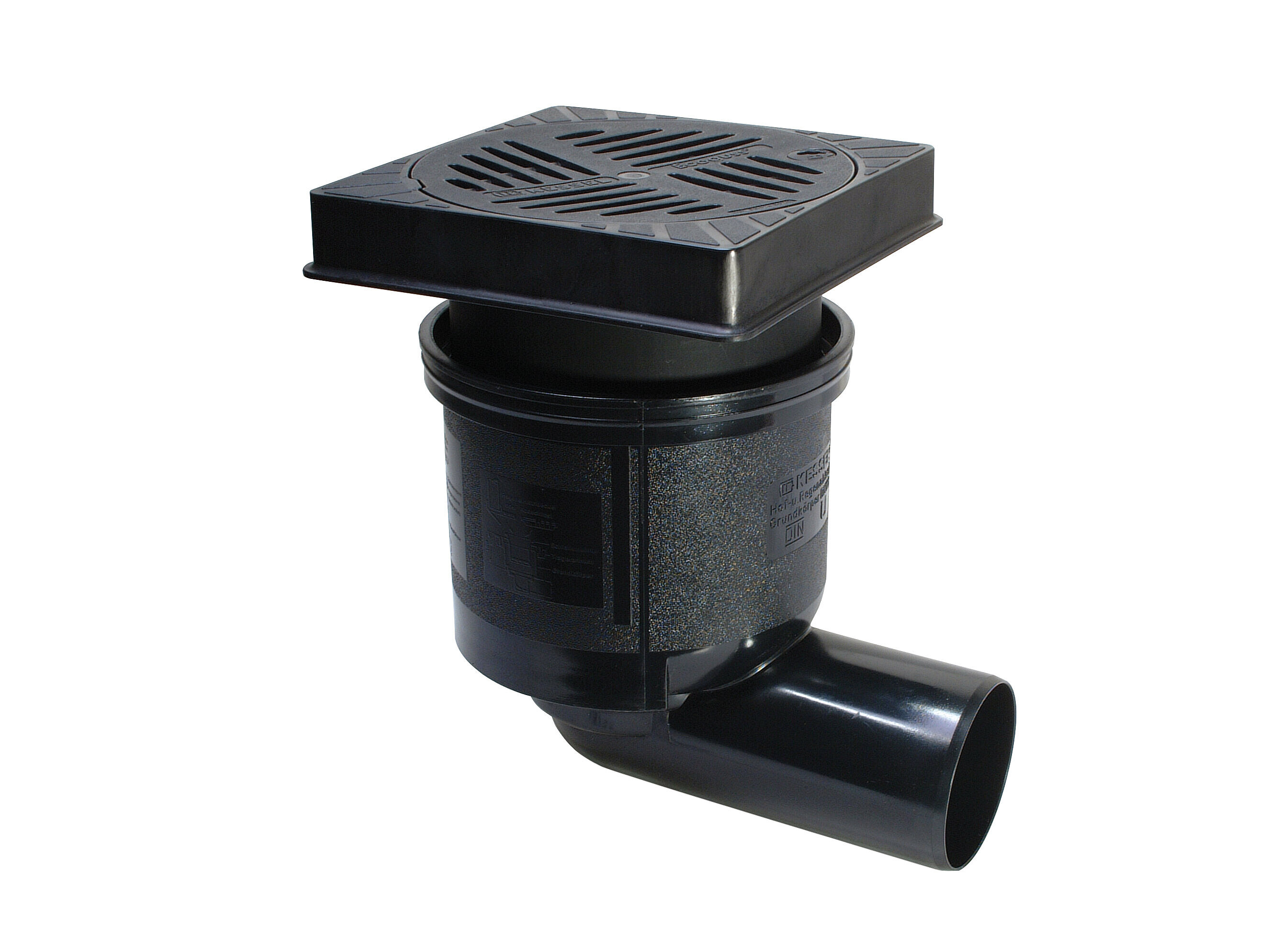 Erfafvoer Ecoguss systeem 200 met horizontale uitloop. Erfafvoer Ecoguss systeem 200 met horizontale uitloop.