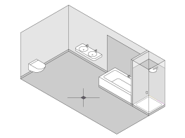 Badkamer in de woning met ligbad zonder douche en met douchebak, voorzien van een douchewand en een vloerafvoer. Badkamer in de woning met ligbad zonder douche en met douchebak, voorzien van een douchewand en een vloerafvoer.