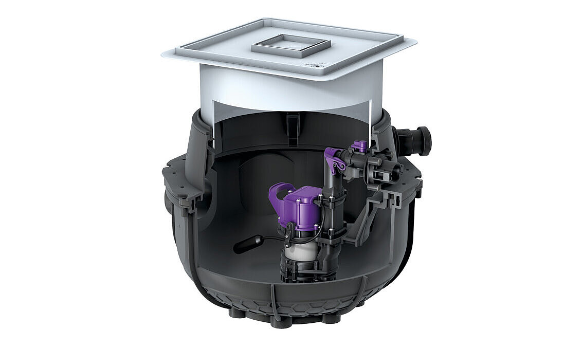 Opvoerinstallatie Aqualift S Compact Mono, voor vloerinbouw, betegelbaar