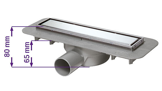 Douchegoot Linearis Compact, lengte van 300 mm, met afmetingen Douchegoot Linearis Compact, lengte van 300 mm, met afmetingen