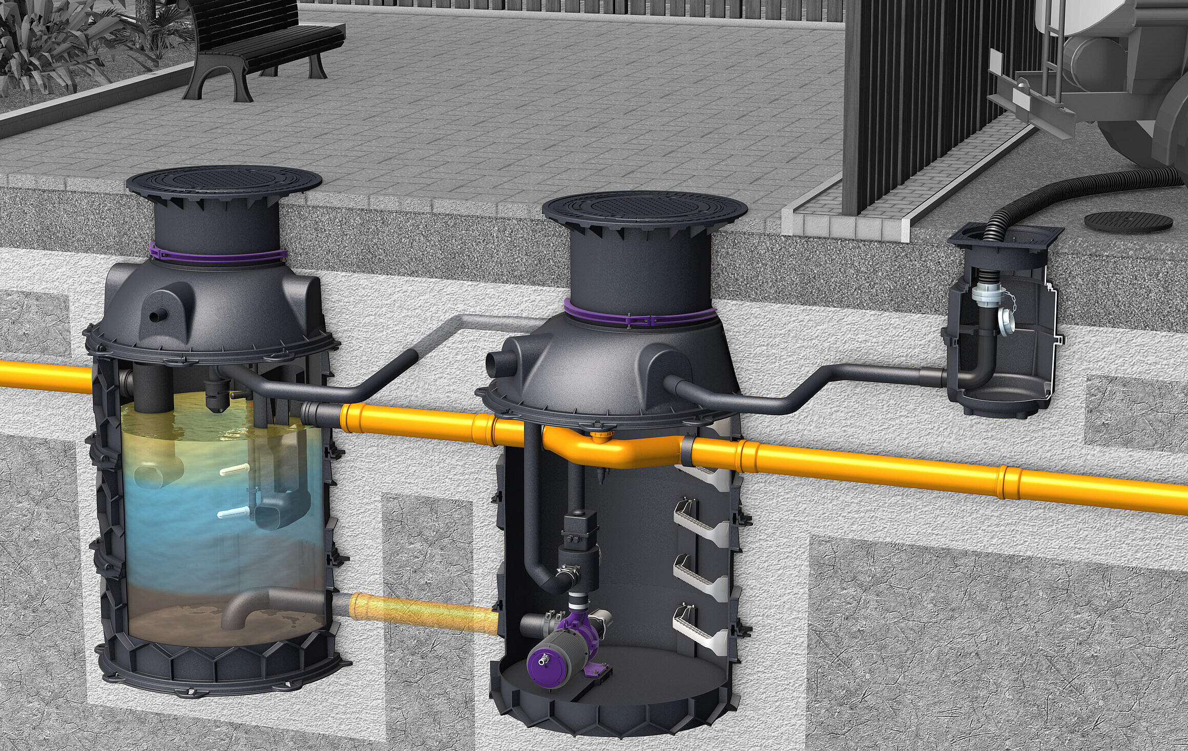Legen van de EasyClean ground Auto Mix & Pump-versie Legen van de EasyClean ground Auto Mix & Pump-versie